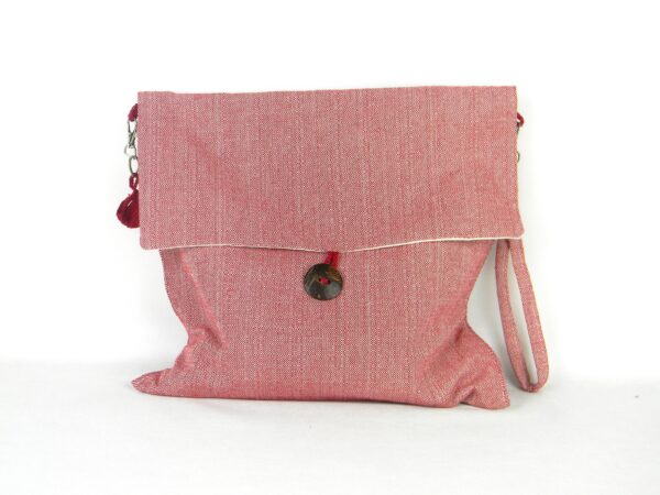 Set Borsa e pochette fatte a mano in tessuto jacquard | Frida Kalo - immagine 6